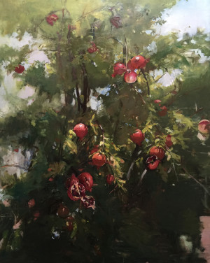 POMEGRANATE TREE 60 x 48 inches oil on canvas 