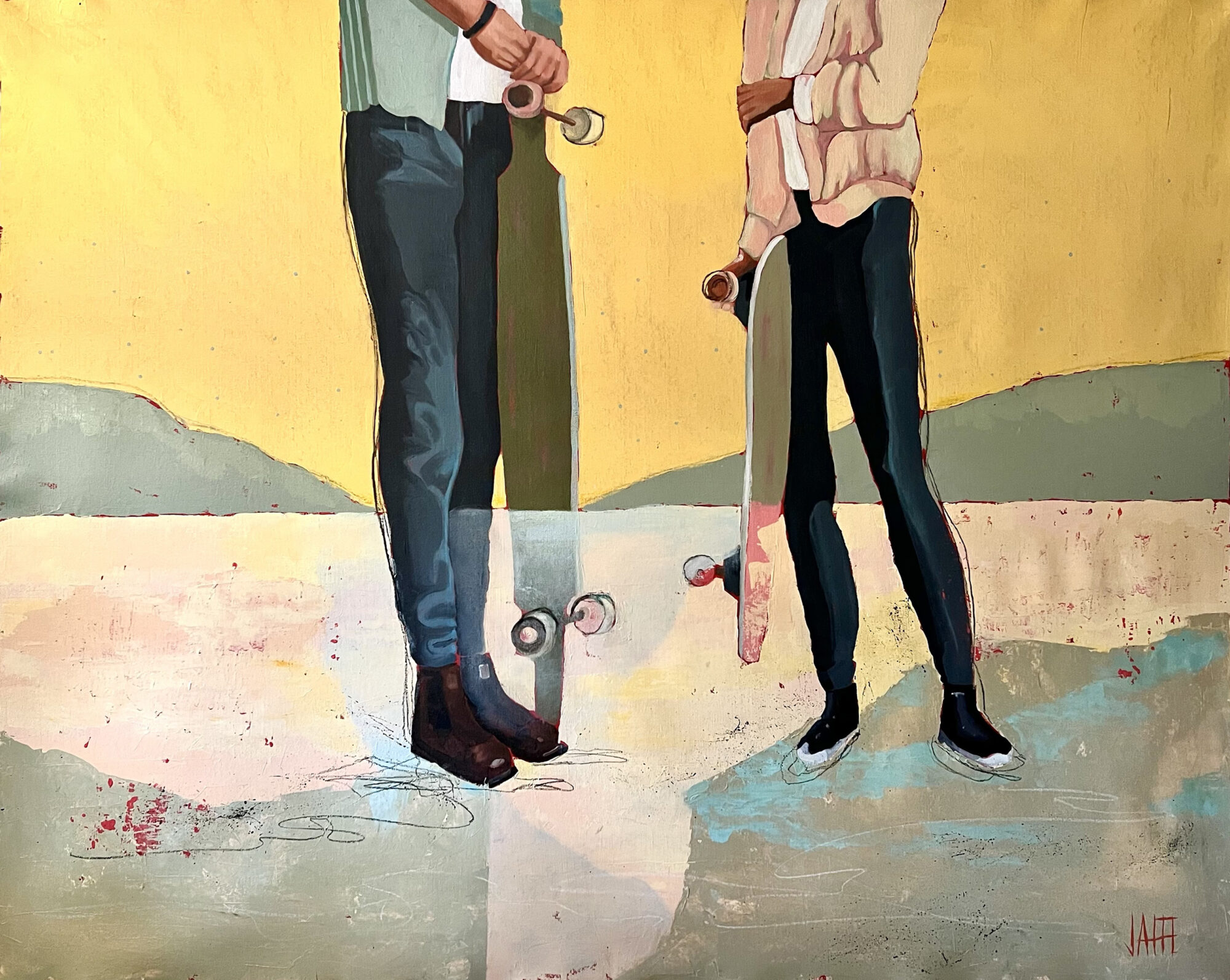 Megan Jaffe_SKATEBOARDERS_30 x 60 inches_oil on canvas copy