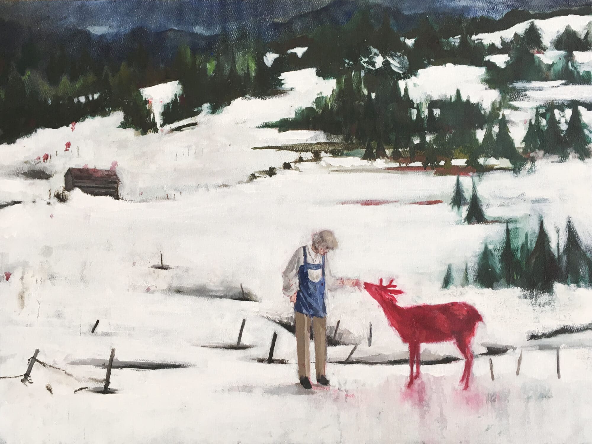 Sarah Walsh_SNOW DEER_18 x 24 inches_oil